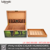 Hộp Bảo Quản Cigar Lubinski Chính Hãng YJA-60057 – Gỗ Tuyết Tùng, Hoạ Tiết Sư Tử Xanh Lá, Humidor 82 Điếu Cao Cấp