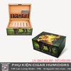 Hộp Bảo Quản Cigar Lubinski Chính Hãng YJA-60057 – Gỗ Tuyết Tùng, Hoạ Tiết Sư Tử Xanh Lá, Humidor 82 Điếu Cao Cấp