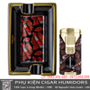 Bộ phụ kiện cigar Lubinski YJA-80034 – Bật lửa khò 2 tia và gạt tàn cao cấp, hợp kim kẽm + sứ sang trọng
