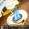 Bộ phụ kiện cigar Lubinski YJA-80034 – Bật lửa khò 2 tia và gạt tàn cao cấp, hợp kim kẽm + sứ sang trọng