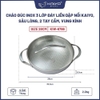 Chảo inox thêu nổi embrossed Silver Crown Kaiyo 2 tay cầm size 28