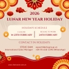 2026 LUNAR NEW YEAR HOLIDAY SCHEDULE