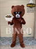 Mascot gấu Brown đeo kính