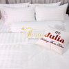 Bộ chăn ga gối ra giường Hàn Quốc lụa satin trắng in sọc chìm Julia 73P