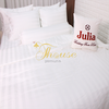 Bộ chăn ga gối ra giường Hàn Quốc lụa satin trắng in sọc chìm Julia 73P