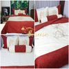 Bộ chăn ga gối drap giường màu trơn chần thêu cotton satin Ai Cập Julia 563