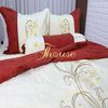 Bộ chăn ga gối drap giường màu trơn chần thêu cotton satin Ai Cập Julia 563