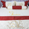 Bộ chăn ga gối drap giường màu trơn chần thêu cotton satin Ai Cập Julia 563