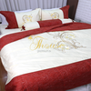 Bộ chăn ga gối drap giường màu trơn chần thêu cotton satin Ai Cập Julia 563