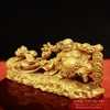 Tượng di lặc kéo bao gỗ bách xanh 18.5x5x8.5cm