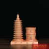 Ống bút tháp văn xương gỗ đào cao 14.5cm