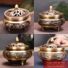 Xông trầm hoa văn 3 chân liền bằng đồng nguyên chất - 9x9.5 cm - 600g