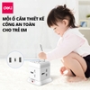 Ổ Cắm Điện Đa Năng DELI Cổng Type C USB Sạc Nhanh PD 20W 2-12 Ổ Vuông Dẹt Chịu Tải 2500W Cầu Chì Tự Ngắt Khi Quá Tải