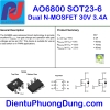 AO6800 Dual N MOSFET 30V 3.4A