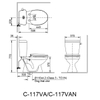 BỒN CẦU 2 KHỐI INAX C-117VAN NẮP ĐÓNG ÊM