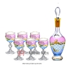 BỘ BÌNH RƯỢU MẠ VÀNG, ĐẮP NỔI, VẼ MÀU HỒNG VÀ XANH DƯƠNG 500ML