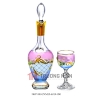 BỘ BÌNH RƯỢU MẠ VÀNG, ĐẮP NỔI, VẼ MÀU HỒNG VÀ XANH DƯƠNG 500ML