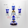 Đèn Bàn Pha Lê Màu Xanh Dương 3 Bóng, Họa Tiết Hoa Tulip Cách Điệu