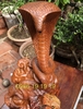 Tượng Rắn Phong Thuỷ Gỗ Hương ôm đá