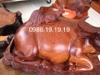 Tượng Trâu Gà Gỗ Hương Việt Nguyên khối