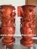 Đôi lộc bình phong thủy, Đục Tứ linh gôc hương nguyên khối, cao 50cm đk 23cm