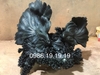 Cá chọi vượt vũ môn, gỗ mun nguyên khối, cao 62cm rộng 75cm sâu 50cm