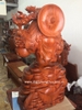 Tượng di lặc ghánh đào Gỗ Hương Gai Lai, Cao 90cm rộng 52cm sâu 33cm nặng 83kg