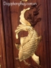 Tranh Lý Ngư Vọng Nguyệt, dát vàng 24k cao 1m rộng 40cm dày 6cm 