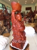 Tượng Di Lặc dâng bát vàng, gỗ hương  cao 50cm rộng 30cm sâu 20cm 