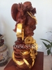 Tượng di lặc ghánh tiền đào, Gỗ hương Gia Lai dát vàng 24k, Cao 90cm rộng 50cm sâu 30cm  