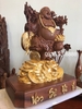 Tượng phật di lặc ngánh tiền, gỗ Hương vàng dát vàng 24k