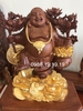Tượng di lặc thần tài,  Gỗ hương Dát Vàng 24k, Gao 81cm rộng 68cm sâu 42cm nặng 79kg