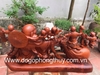 Tượng di lặc kéo bao tài lộc gỗ hương, cao 40cm rộng 86cm sâu 23cm