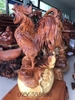 Tượng gà trống gỗ cẩm lai nguyên khối, cao 68cm rộng 50cm sâu 30cm