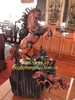 Tượng Song Mã Gỗ Trắc Đỏ Đen Cao 68cm rộng 48cm sâu 28cm