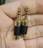 Jack 3.5mm Stereo hàn dây | Vỏ Carbon Fiber mạ vàng