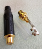 Amphenol ACJR-BLK | Jack RCA Cái Hàn Dây | Đầu Nối Phono Mạ Vàng Vỏ Kim Loại Đen