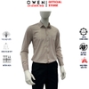 Áo sơ mi nam tay dài Owen AR255003DT màu be kẻ caro dáng suông regular fit tà lượn có túi chất liệu sợi sồi