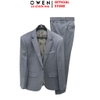 Bộ Veston VIỆT TUẤN COMPLET-336 màu xanh nhạt kẻ dáng trẻ, 1 cúc , xẻ tà 2 bên chất liệu Vicose
