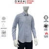 Áo sơ mi nam tay dài Owen AR255047DT màu xám nhạt kẻ caro dáng suông regular fit tà lượn có túi chất liệu Bamboo