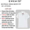 Áo Thun polo Nam Tay Ngắn Có Cổ Owen APV231322 màu trắng  Dáng Body Fit vải mint