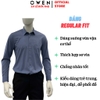 Áo sơ mi nam tay dài Owen AR255008DT màu xanh đậm dáng suông regular fit tà lượn có túi chất liệu sợi sồi
