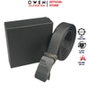 Thắt Lưng Nam Owen BELT232613 dây da màu đen sần Mặt Khóa Trượt Tự Động chất liệu da PU