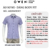 Áo Sơ Mi Nam Tay Ngắn Owen AB230690NT màu kẻ caro xanh trắng dáng suông tà bằng có túi chất liệu viscose