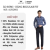 Áo Sơ Mi Nam Dài Tay Aristino ALS12802 màu xanh than kẻ trắng dáng suông regular fit tà lượn có túi ngực chất liệu sợi tre