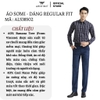 Áo Sơ Mi Nam Dài Tay Aristino ALS38502 màu xanh tím than kẻ caro dáng suông regular fit tà lượn có túi ngực chất liệu sợi tre