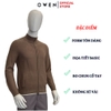 Áo len nam owen ALK241277 áo khoác len màu nâu dáng suông regular fit cổ 3 phân khóa kéo hai túi bo tay gấu chât liệu acrylic cotton