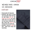 Bộ mặc nhà OWEN BMN241335 màu xanh đậm dáng reguler, áo cổ 3 phân, khóa kéo, tay và gấu bo chun, quần cạp chun ống suông chất liệu CVC spandex