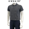 Áo Thun polo Nam Tay Ngắn Có Cổ Owen APV233179 màu xám đậm in họa tiết dáng Body fit chất liệu CVC Spandex