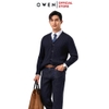 Áo len nam owen ALD241280 áo khoác len cài cúc màu xanh tím than dáng suông regular fit cổ chữ V sâu bo tay gấu chât liệu acrylic cotton